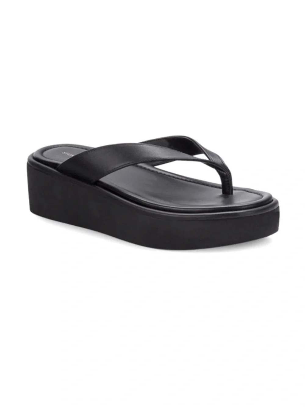 Stuart Weitzman Contempo Black Platform Flip-Flop Sandals - Picture 2 of 4